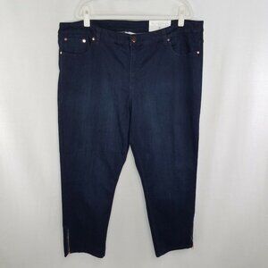 CJ Banks Women's Size 24W Jeans Ankle Shaped Fit Mid Rise Dark Wash Zipper Hem